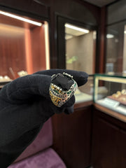 Vintage Turkish Inspired Signet Ring with Cubic Zirconia Stone – Silver Plated Two-Tone Men’s & Unisex Statement Ring – Available in Black, Green, Red, Gold, Navy & Blue
