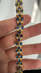 Sapphire Blue Butterfly Crystal Bracelet – Gold Tone Rhinestone Statement Jewelry 7081