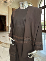 Medium Premium Dark Brown Machine Embroidered Parahan Tunban Set with Matching Pattu
