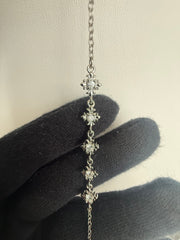 Moissanite Floral Starburst Bracelet – Silver Tone Adjustable Bracelet 7165