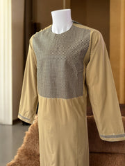 Afghan Parahan Tunban for Men – Beige Gold, XL (Defected Embroidery)