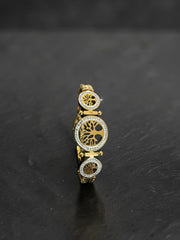Tree of Life Gold-Tone Crystal Bracelet for Women – Hinged Statement Bangle 8022