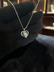 Heart Moissanite Necklace for Women – Genuine Moissanite Pendant, GRA Certificate Included, High-Quality Brass, Silver-Tone Chain, Gift Box Included 7057