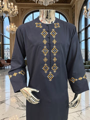 Large Men’s Navy Afghan Parahan Tunban Set with Premium Hand Embroidery with Mirror work & Matching Chadder/patto