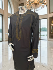 Large Afghan Parahan Tunban with Traditional Embroidery – Black