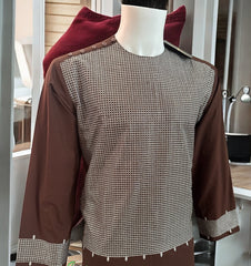 Men’s Brown Parahan Tumban with White Embroidery – Afghan Traditional Outfit (Small)