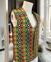 Men’s Afghan Embroidered Mirror Work Vest – Multicolor, Medium