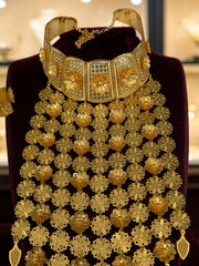 24K Gold-Plated Arab Middle Eastern Indian Pakistani Afghan Bridal Jewelry Set 038