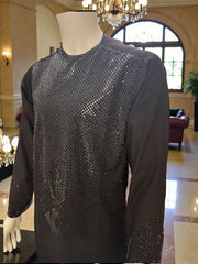 Black on Black Shesha Afghan Parahan Tunban Kameese Shalwar Large