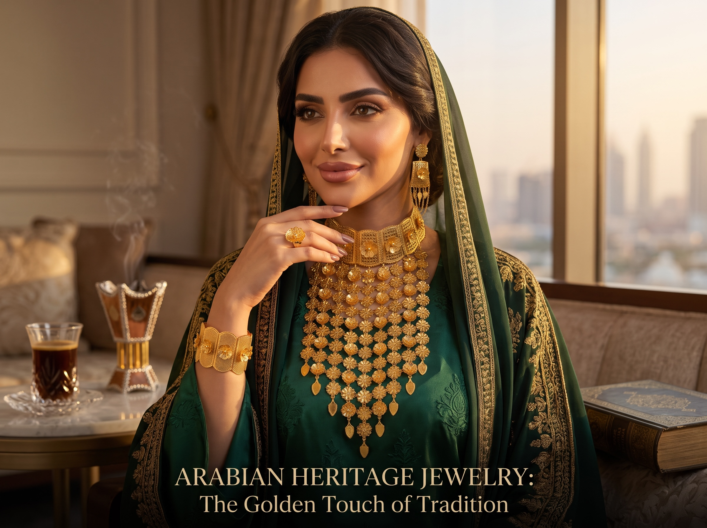 24K Gold-Plated Arab Middle Eastern Indian Pakistani Afghan Bridal Jewelry Set 038