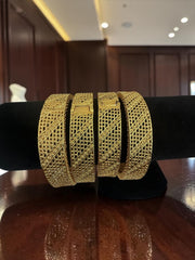 Women’s Wide Gold-Tone Copper Bangle – Dubai-Inspired Textured Openwork Bracelet 034