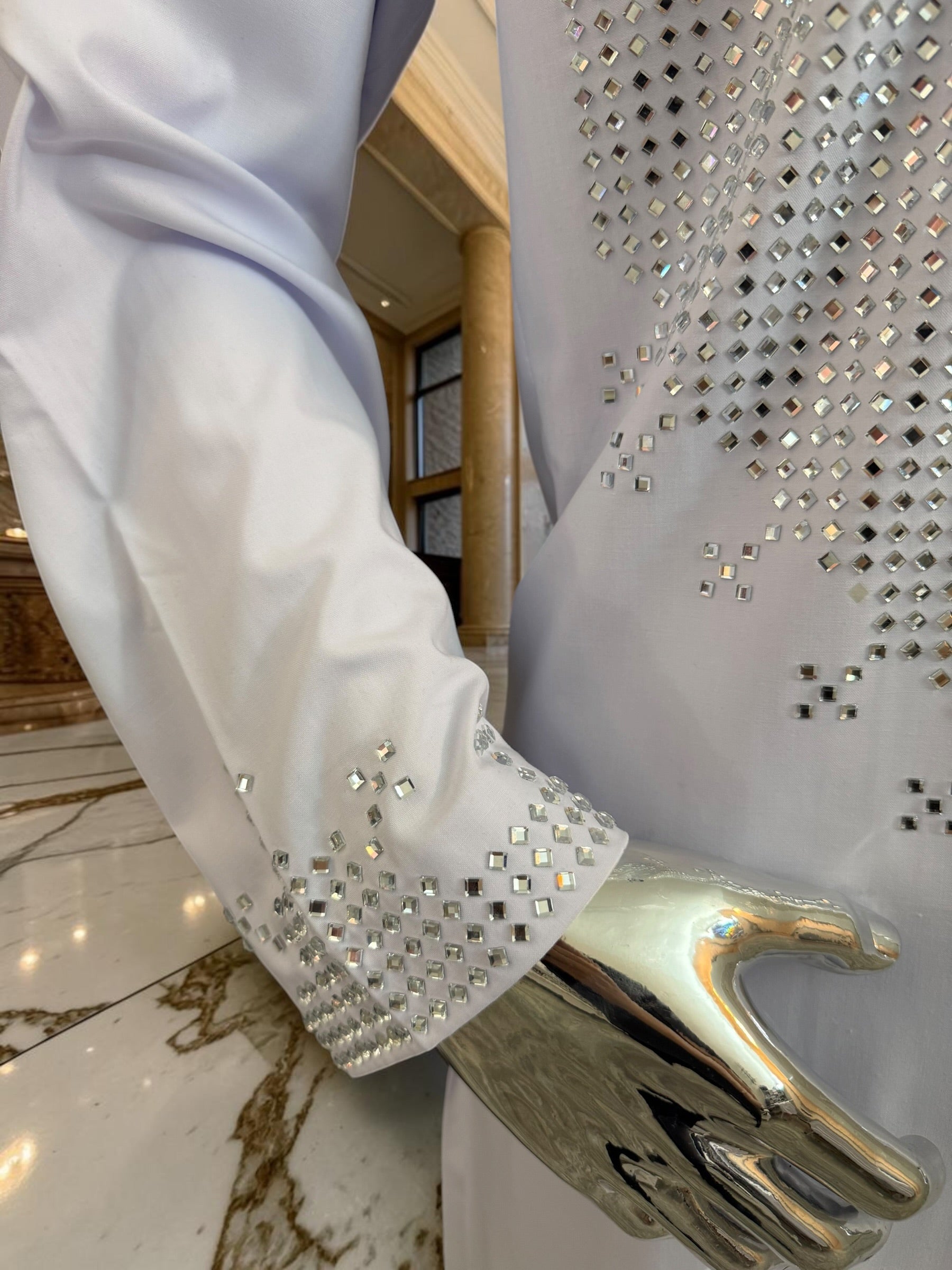 Medium White Shesha Afghan Parahan Tunban Groom Wear