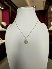 Pear Cut Crystal Halo Pendant Necklace – Gold Tone Stainless Steel Teardrop Necklace 7159