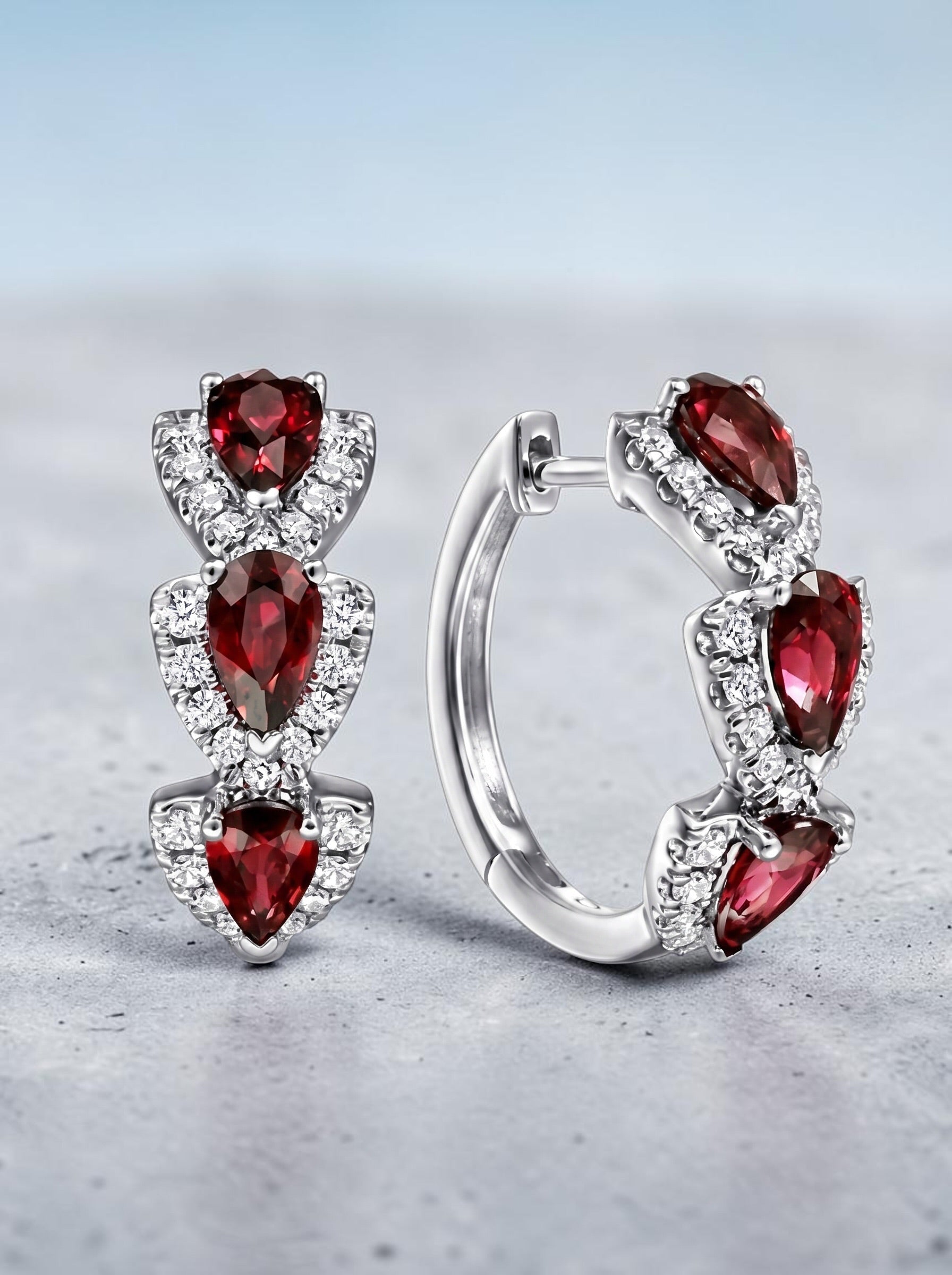 Emerald Earrings – Pear Cut Zircon Hoop Earrings for Women | Gold & Silver Plated Bridal Hoops