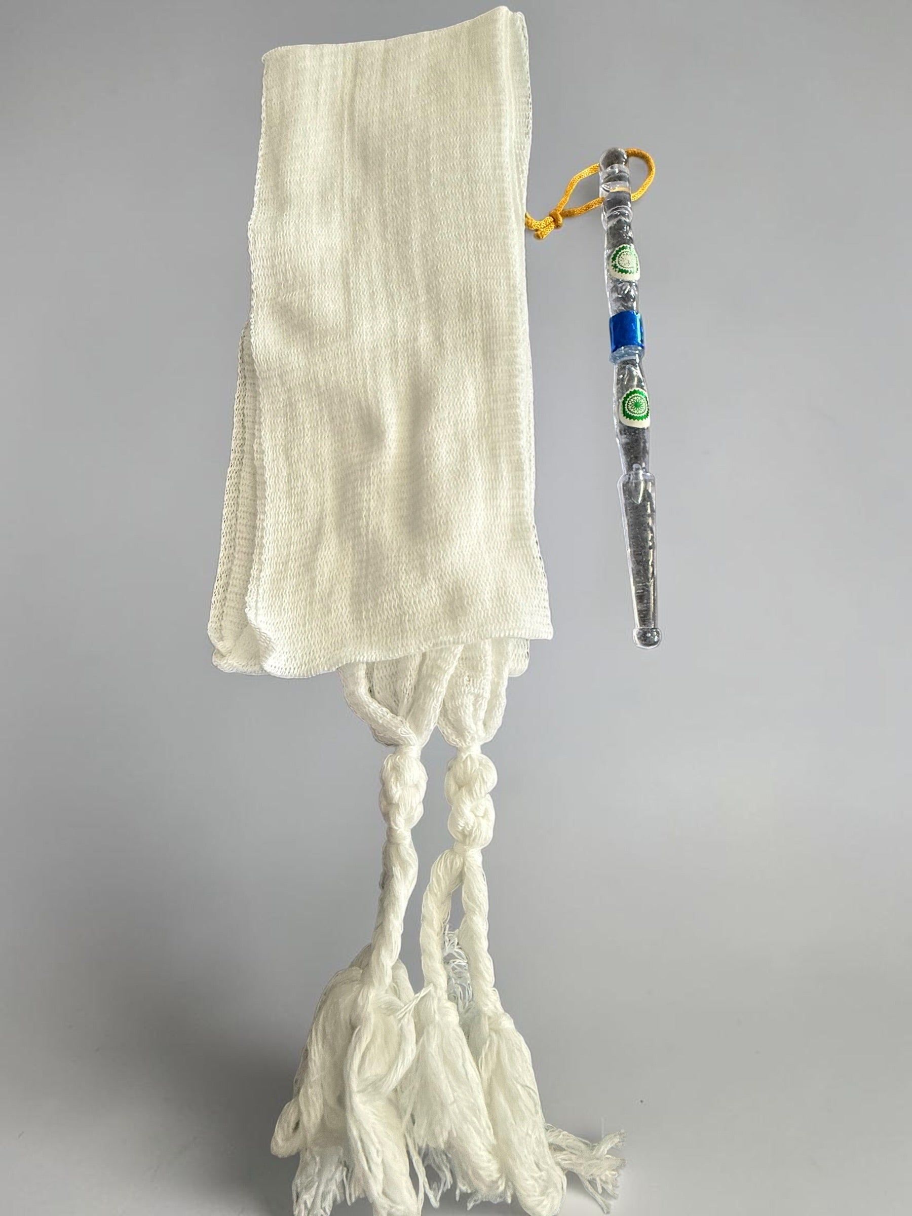 Traditional Afghan Izerband Threader with One White Izerband – Drawstring Puller Tool for Partug, Tunban & Shalwar – Reusable Waistband Threading Tool