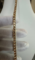Champagne Crystal Tennis Bracelet – Gold Tone Round Cut Elegant Women’s Bracelet 7110