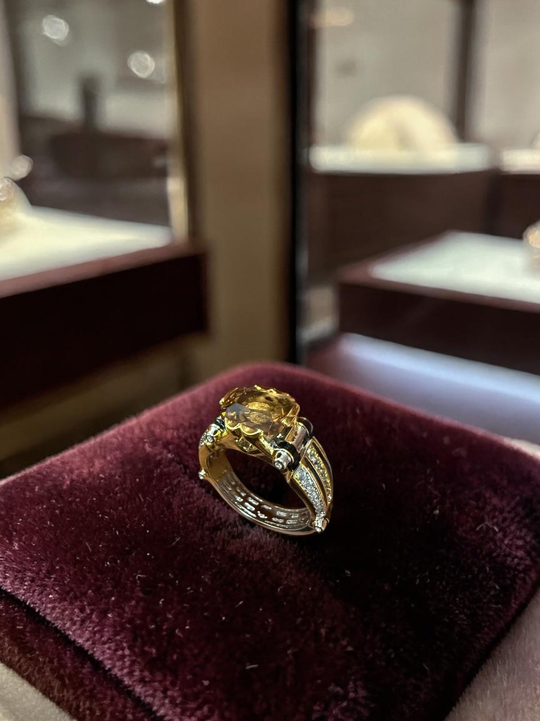 Luqmaan Zircon Cluster Ring for Men Platinum Plated Brass, Gold Tone