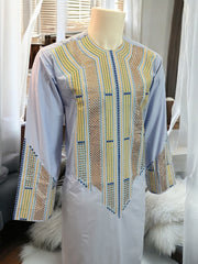 Afghan Parahan Tunban Kameese Shalwar Light Blue Gold Shesha Embroidered Medium