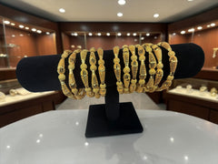 Women’s Gold-Tone Copper Hollow Bangle – Dubai-Inspired Textured Bracelet 032