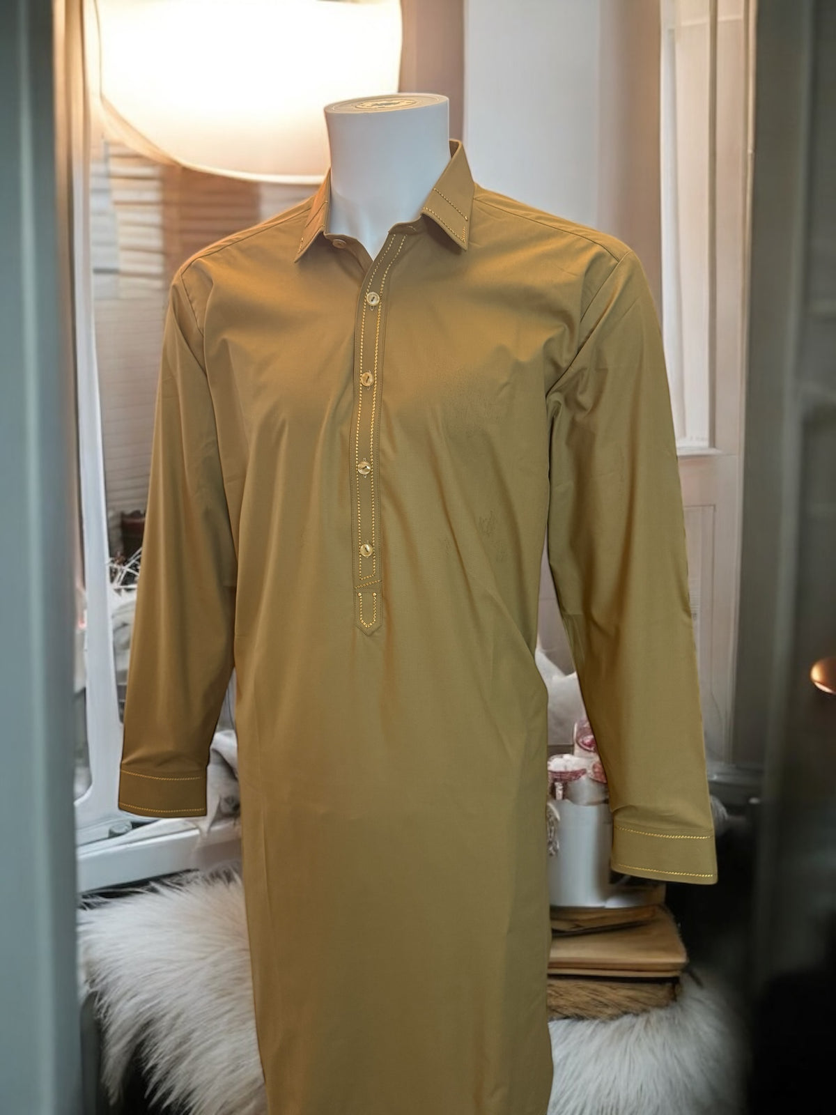 Afghan Parahan Tunban Kameese Shalwar Antique Gold Plain Small