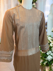 Afghan Parahan Tunban Kameese Shalwar Machine Khamakdozi Brown Small