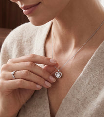1 Carat Round Cut Moissanite Heart Pendant Necklace – Silver Tone Halo Necklace with GRA Certificate & Jewelry Box 7062