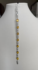 Yellow Oval Crystal Link Bracelet – Silver Tone Sparkling Statement Bracelet for Women 7088