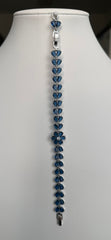 Sapphire Blue Crystal Floral Tennis Bracelet – Silver-Tone Pear Cut Flower Bracelet for Women 7131