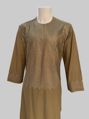 Large Afghan Parahan Tunban with Machine Embroidered White Geometric Stitch Pattern – Men’s Traditional Wear