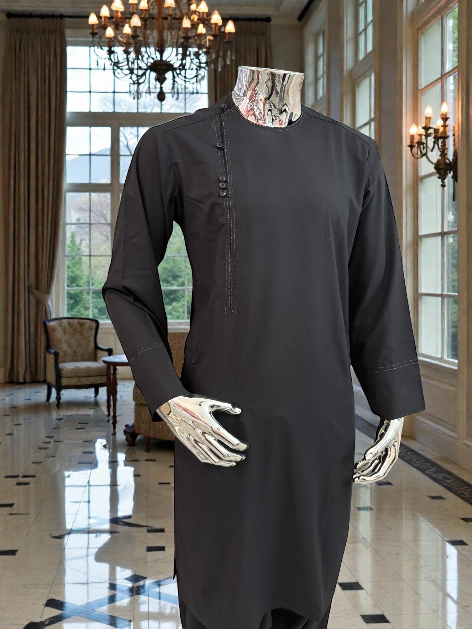 Small Black Afghan Parahan Tunban Qasimi Design kameese shelwar