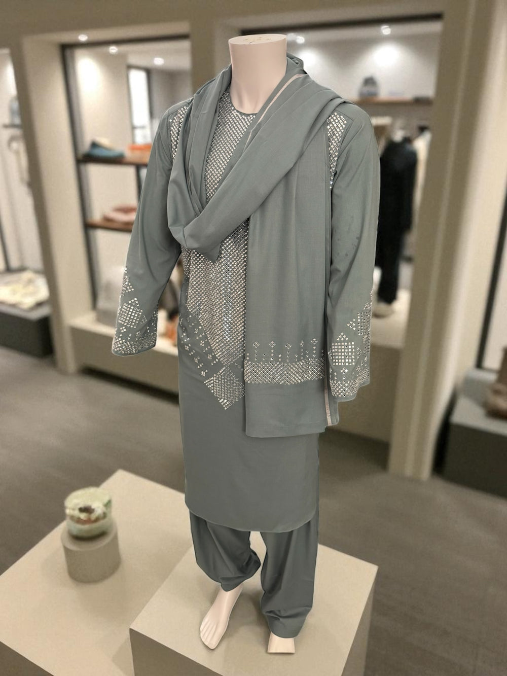 Sage Green Kameez Shalwar Set