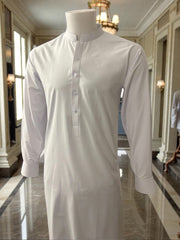 Afghan Parahan Tunban for Men – Premium Grace Fabric – White – X-Large