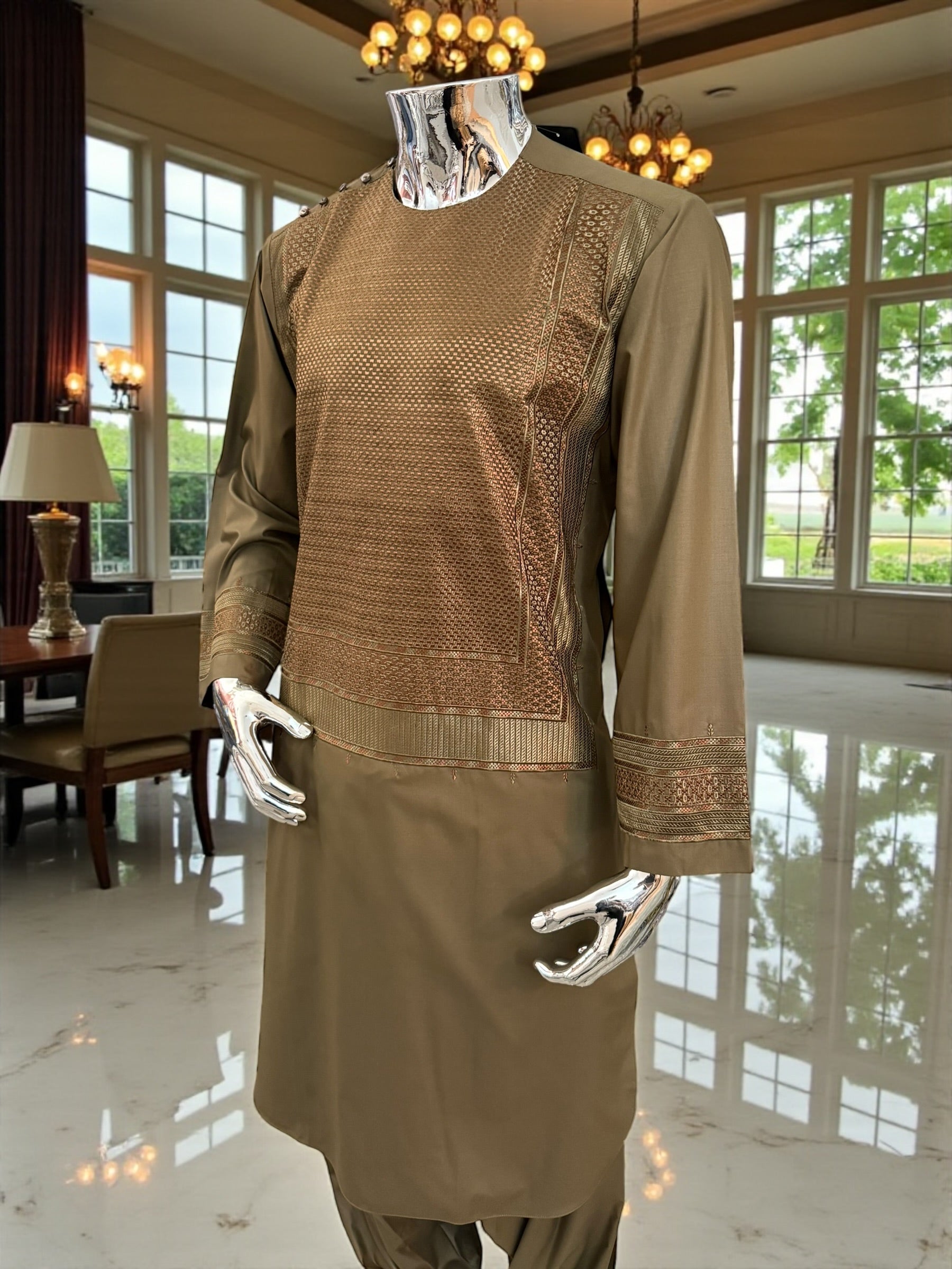 Medium Men’s Afghan Parahan Tunban – Premium Embroidered Wear