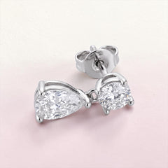 1 CT Certified Pear-Cut Moissanite Drop Earrings – D Color VVS1, Gold or Silver Plated