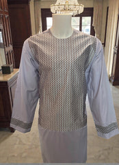 X-Large Lavender Afghan Parahan Tunban for Men with Machine Embroidery