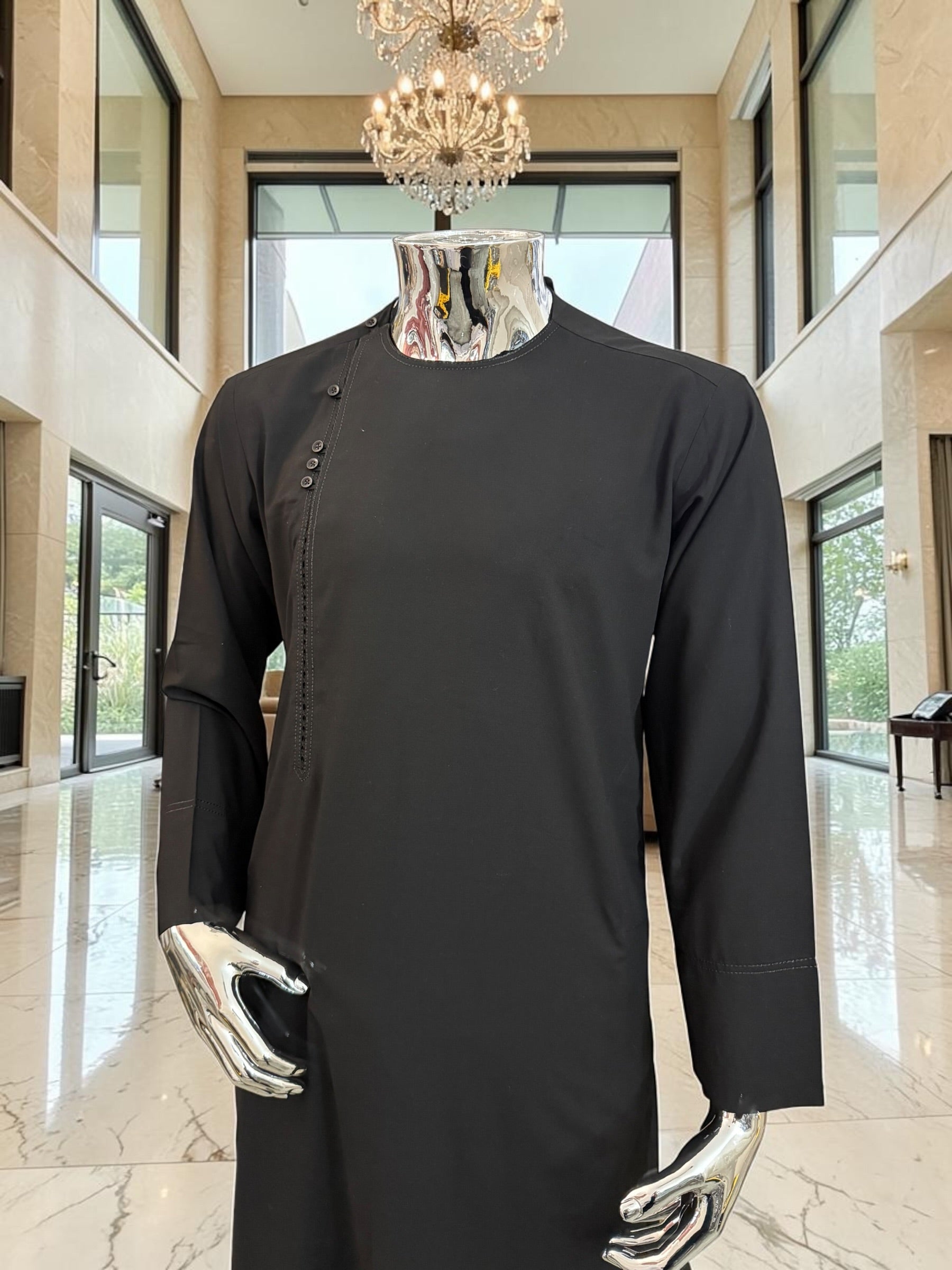 X-Large Qasimi Design Black Parahan Tunban for Men – Traditional Afghan Outfit with Modern Style