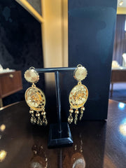 Vintage 24K Gold Plated Floral Pendant Necklace Set with Earrings | Traditional Afghan, Pakistani, Indian & Middle Eastern Jewelry
