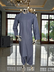 Small Afghan Parahan Tunban for Men – Premium Blue Grey color Qasimi Design