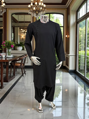 Small Black Afghan Parahan Tunban Qasimi Design kameese shelwar