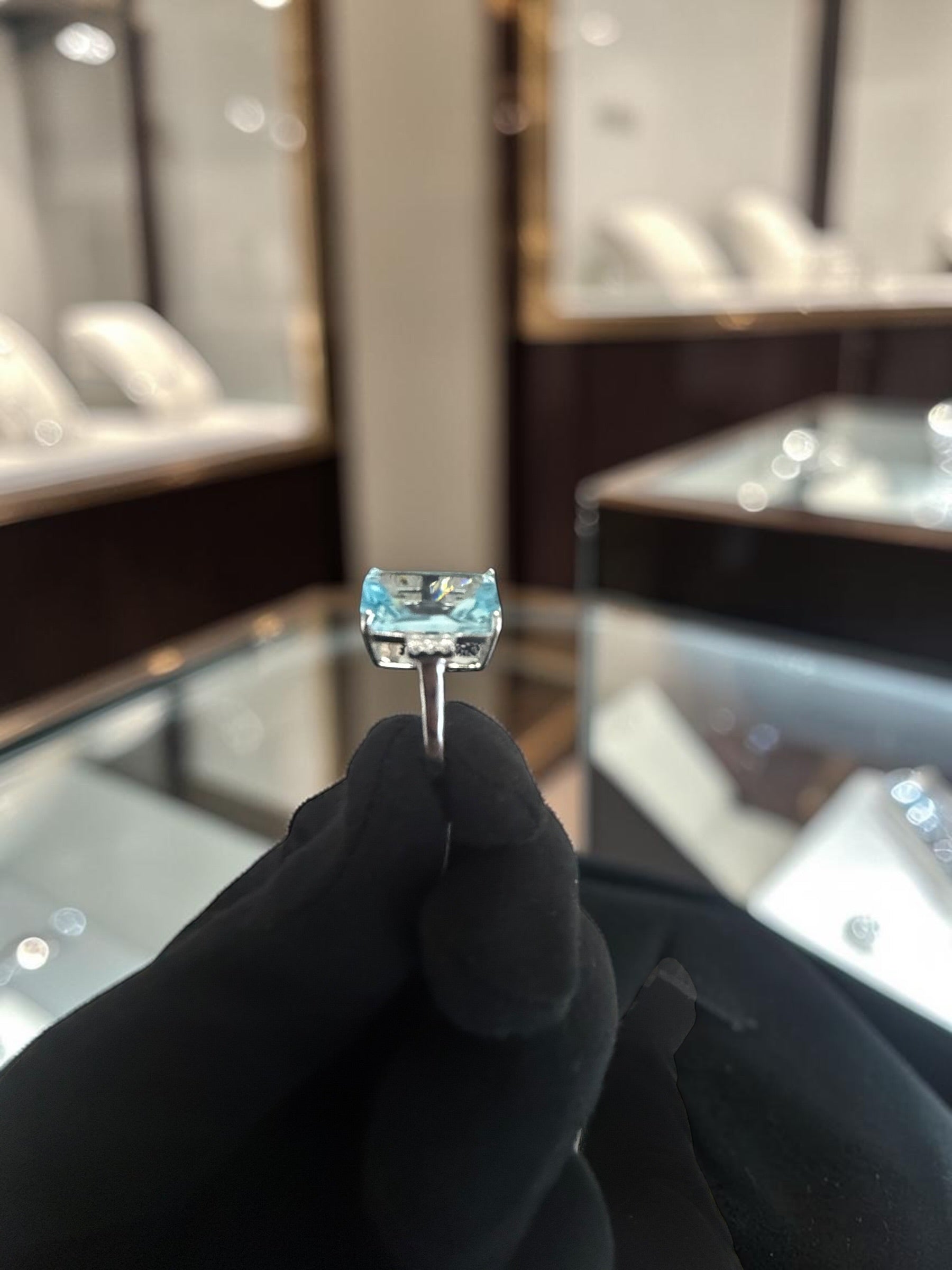 Elegant Emerald Cut Sky Blue Zircon Cocktail Ring for Women – Silver Plated Statement Engagement & Wedding Ring S6