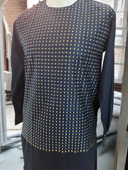 Navy Blue Afghan Parahan Tunban for Men with Machine Khamakdozi – X-Small