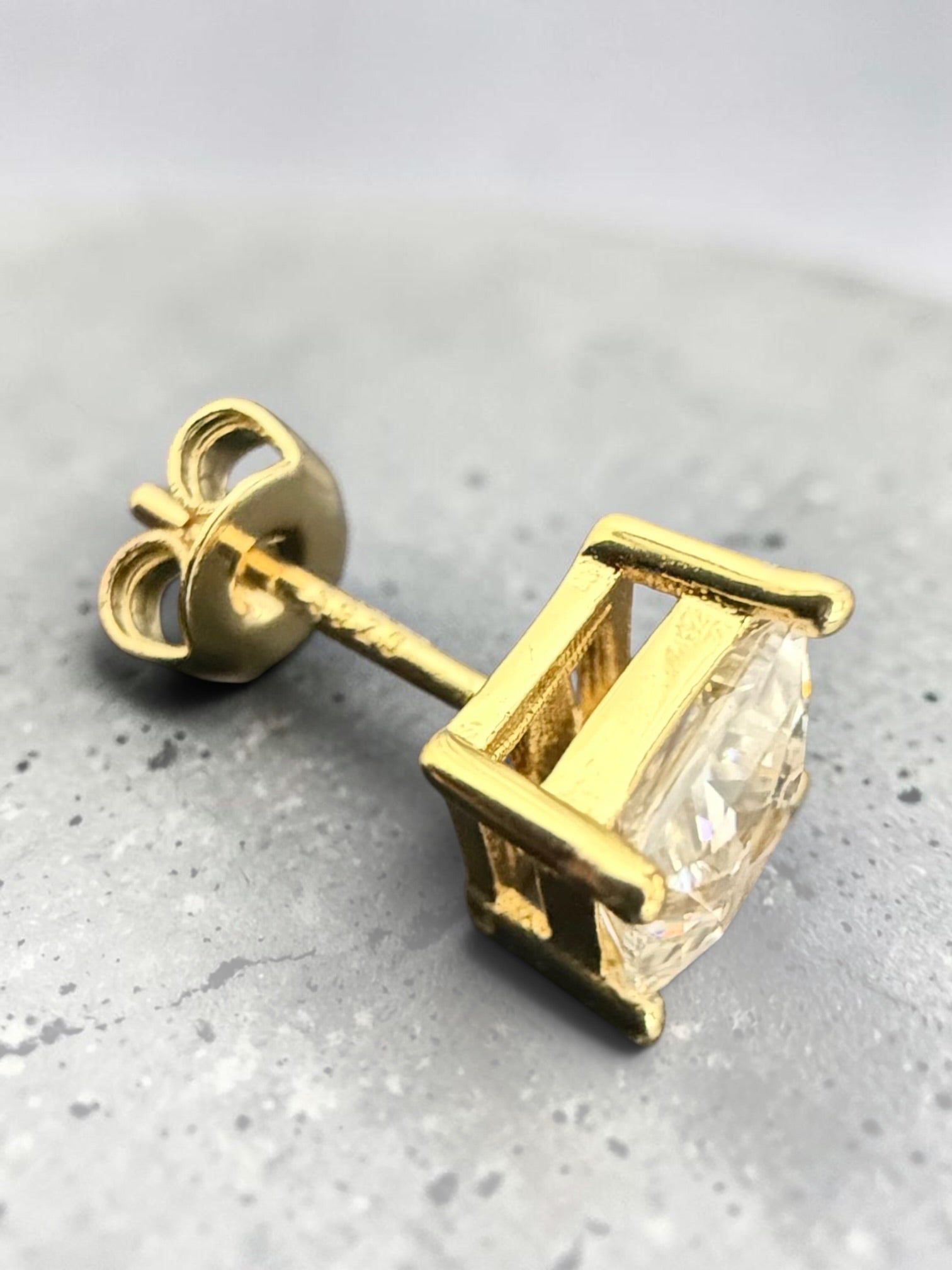 1 CT Princess-Cut Moissanite Stud Earrings – Gold or Silver, D Color VVS1