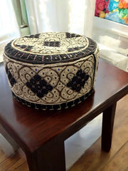 Handcrafted Baluchi Embroidered Kullah Cap – Black and Beige Traditional Afghan Hat for Men