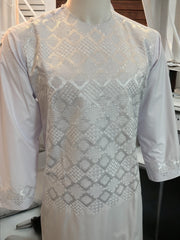 Afghan Traditional Parahan Tunban Kameese Shalwar White Small