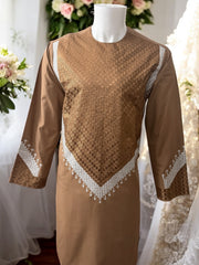 Men’s Tan Parahan Tumban with White Embroidery  Medium