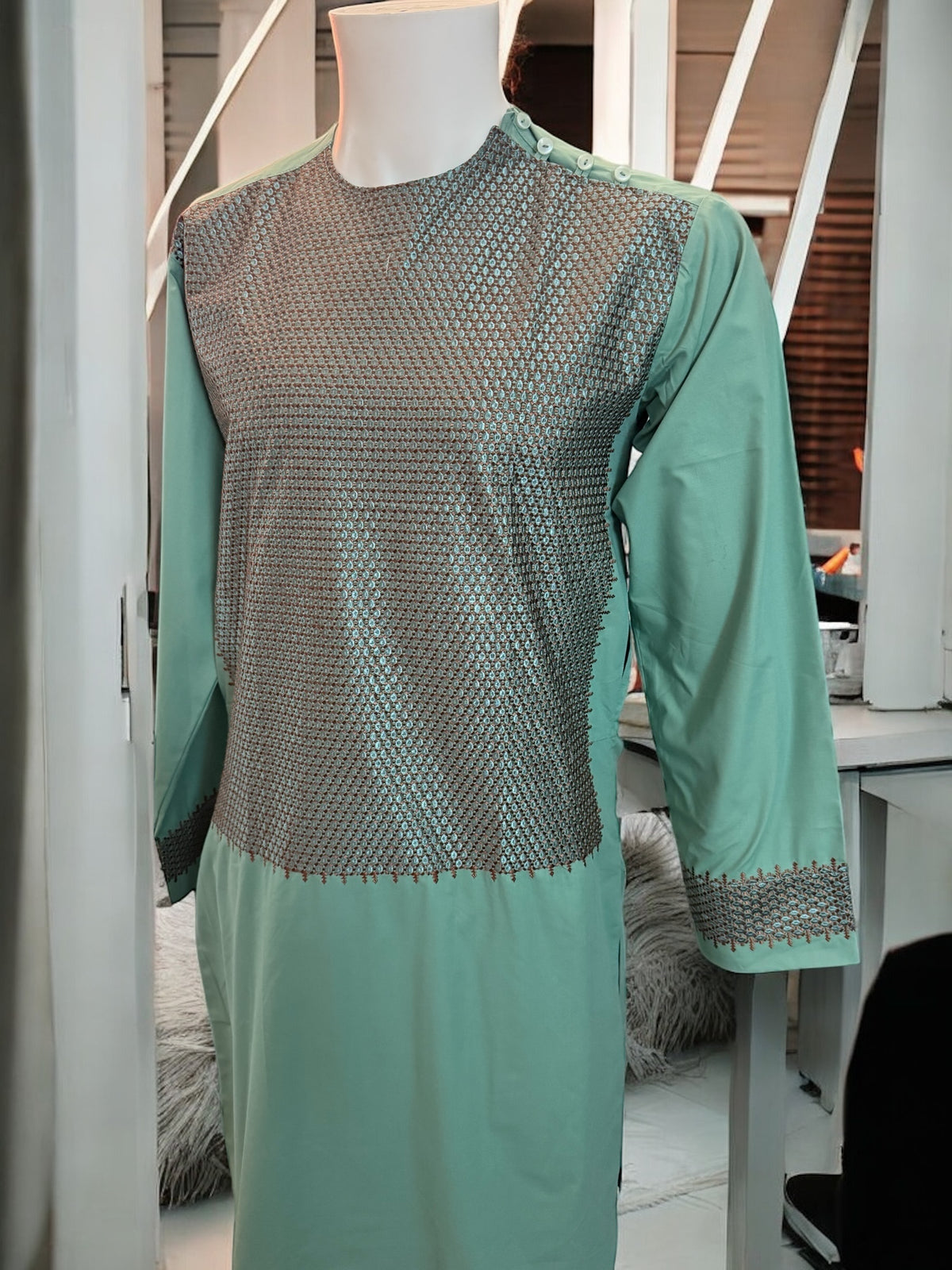 Afghan Traditional Parahan Tunban Kameese Shalwar Embroidered XS/S