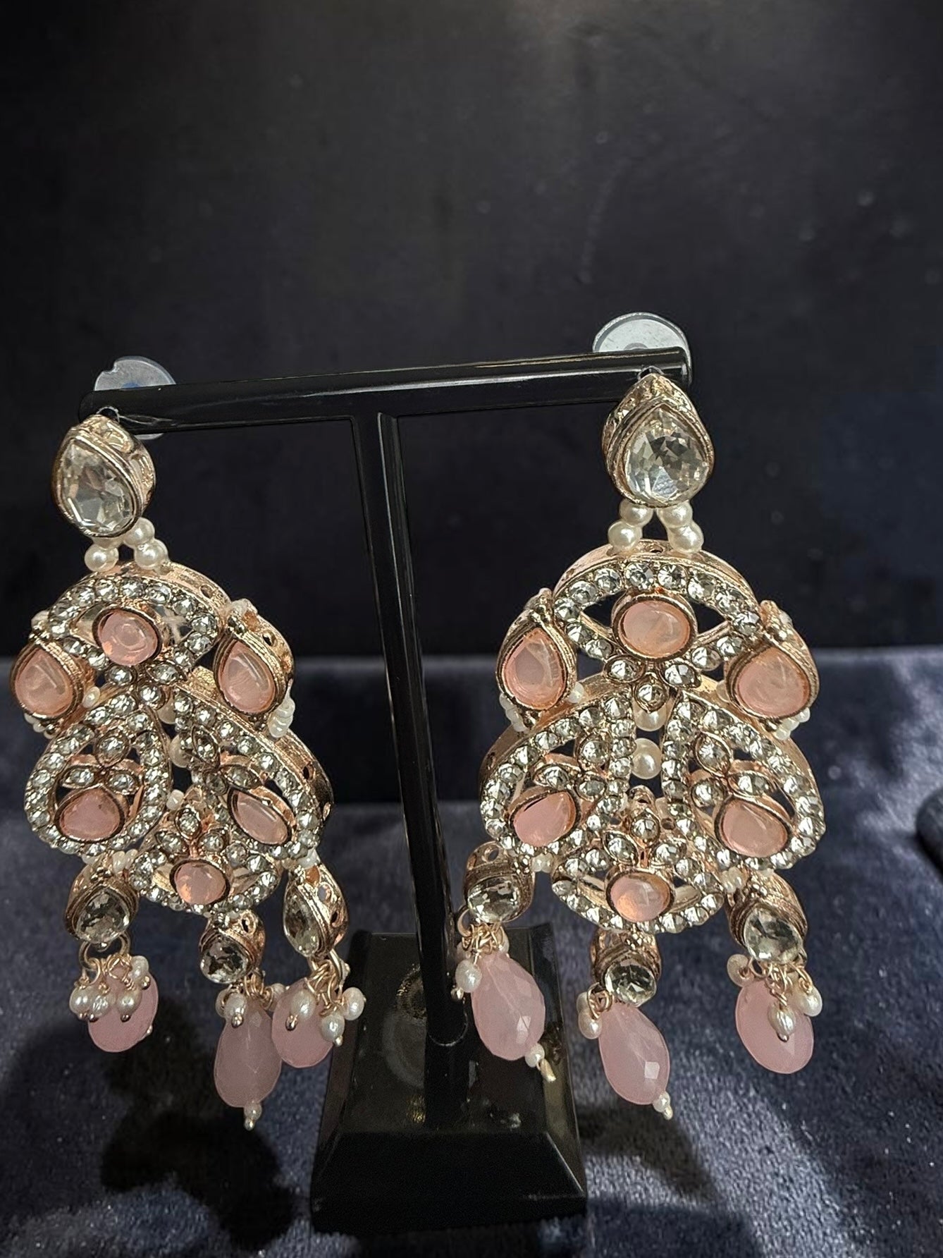 Blush Pink Kundan Bridal Jewelry Set with Earrings & Maang Tikka | Rose Gold Indian Pakistani Afghan Wedding Necklace | Jewelry Gift Box Included 6049