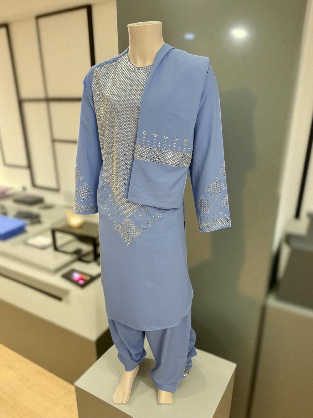 Sky Blue Parahan Tumban Set