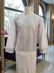 Large White Afghan Parahan Tumban with Machine Embroidered Black Stitch Pattern – Men’s Traditional Wear