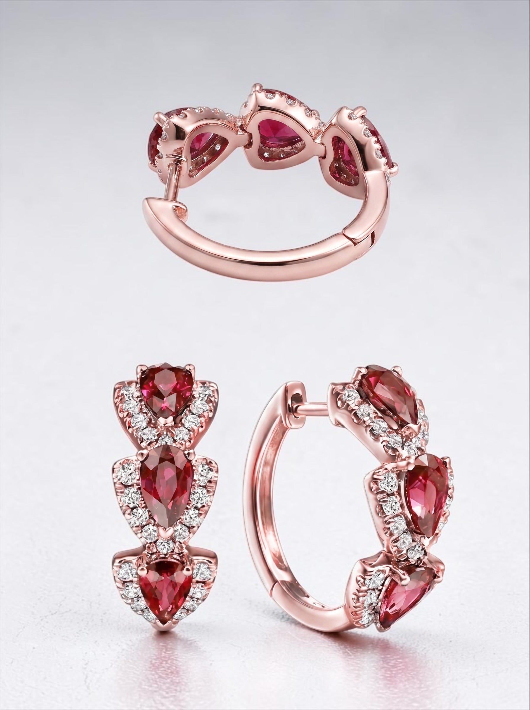 Emerald Earrings – Pear Cut Zircon Hoop Earrings for Women | Gold & Silver Plated Bridal Hoops